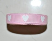 White hearts on light pink 3/8" grosgrain ribbon-valentines Il_170x135