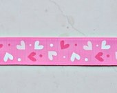 Scattered Heart on hot pink 7/8" grosgrain ribbon Valentines Il_170x135