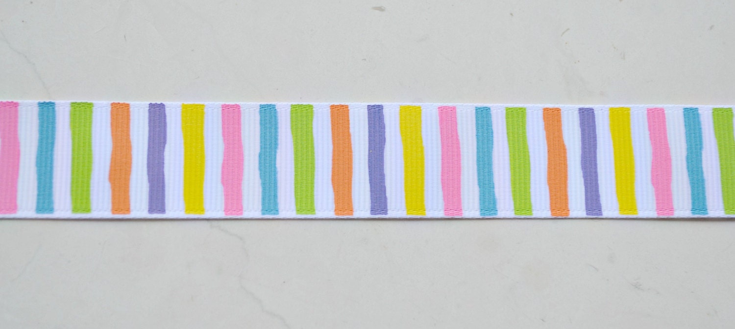 Bright rainbow wonky stripes on 7/8" grosgrain ribbon- spring/easter Il_170x135