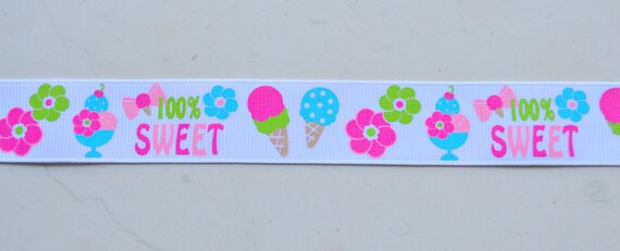 100% sweet Ice scream on 7/8" grosgrain ribbon Il_570xn