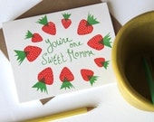 Strawberry Sweet Mother's Day Letterpress Printed Card