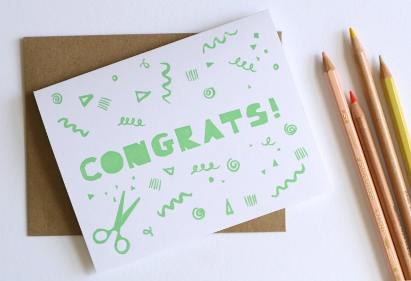 Paper-cut Congratulations Letterpress Printed Card