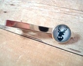 Blue Woodland Deer Antler Tie Clip - Stag Party - Steampunk Blue and Silver