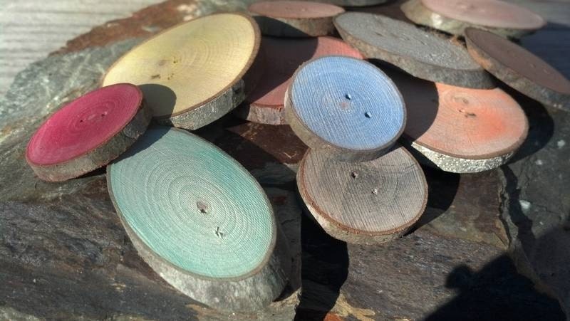 Branch Watercolor Mixed Lot Buttons Varied Sizes Rainbow Set of 10 Rustic Woodland Lodge Country Pastel Western Natural Fun fairy dwellings