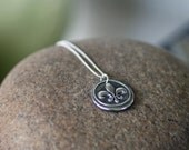 Fine silver wax seal stamp necklace - Fleur de Lis charm