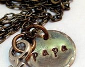 Fathers Day Gift - hand stamped papa necklace - Mars Symbol sterling silver - stamped metal jewelry organicrustcreation