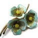 Gold Tone and Turquoise Blue Vintage Enameled Flower Brooch