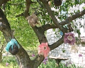 Felted Alpaca Bird House, pink lemonaid