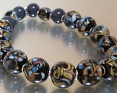 OOAK LampworkBlack, Steel Blue and Raku Frit Round Organic Beads(19)- The Organics Collection - LEteam