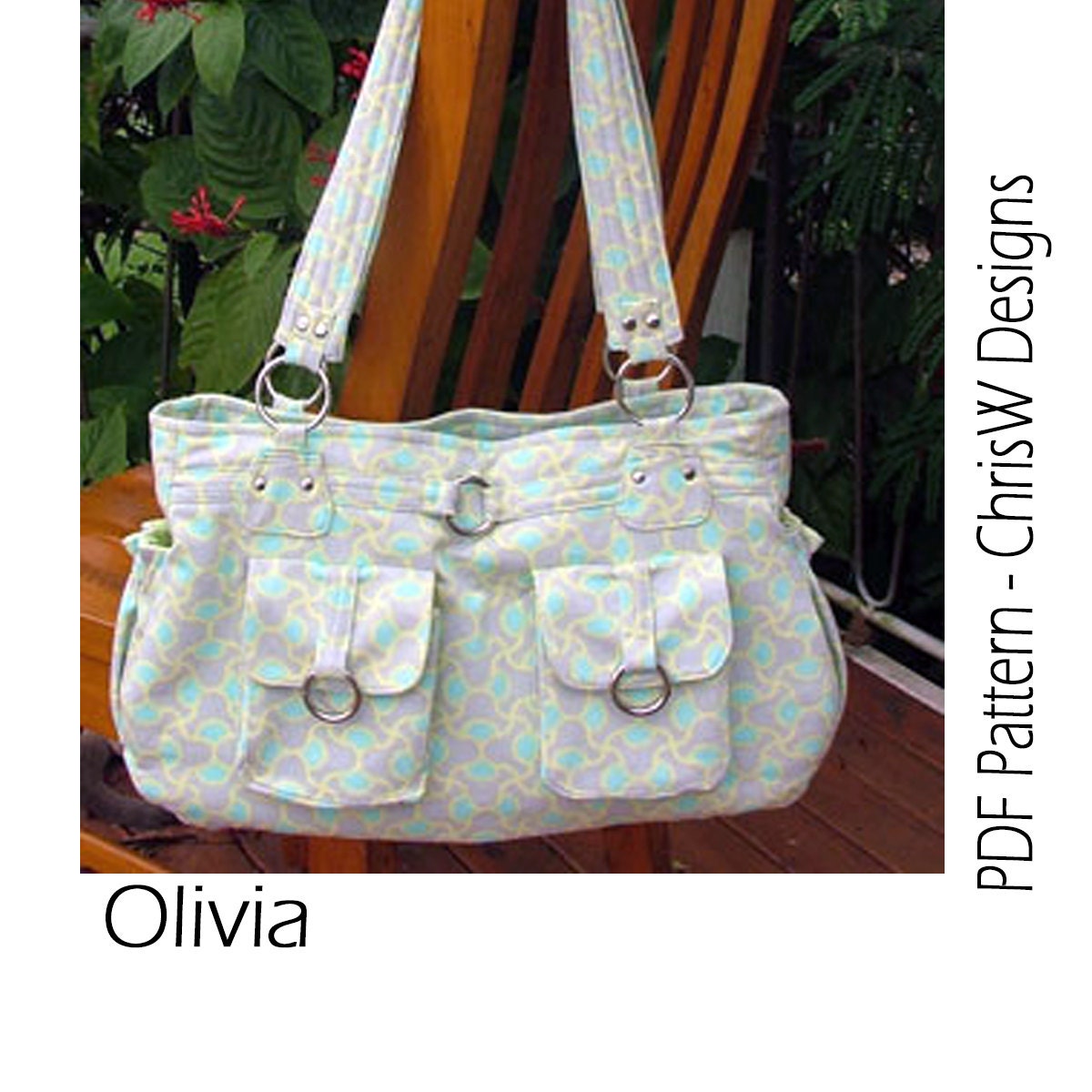 INSTANT DOWNLOAD Olivia Bag PDF Sewing Purse Pattern - A handmade purse, handbag, hobo bag or nappy bag