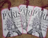 I Love Paris in the Springtime stamped and colored tag