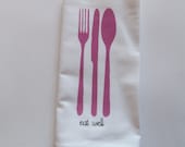 Eat Well Dinner Napkins Set of Four, Hot Pink