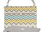 Chevron - 13" Air Laptop Cross-Body Bag MacBook Air,  Women's Laptop Messenger Bag, Padding Travel Laptop Case, 6 Pockets,