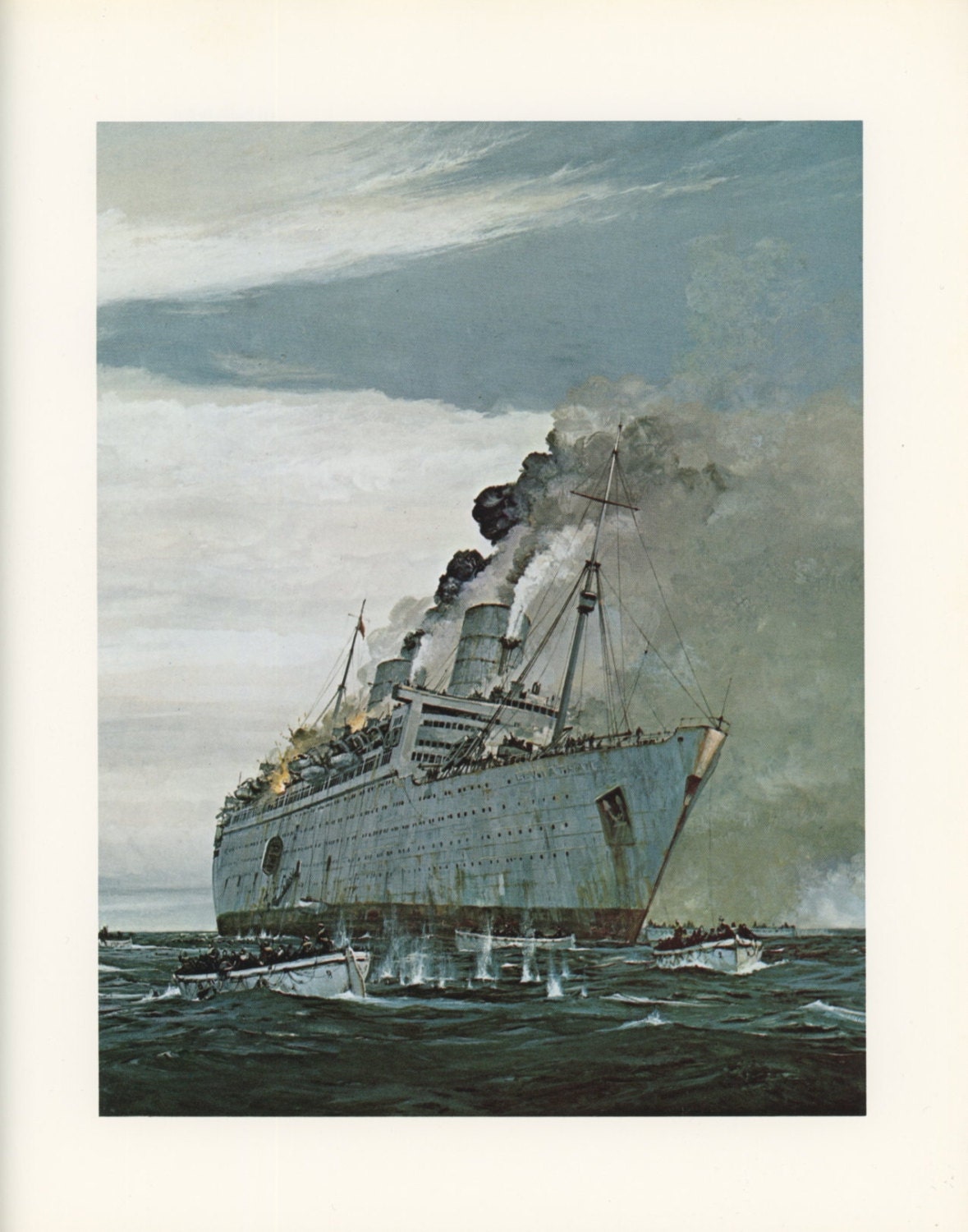 Leviathan, Marine Painting, Chris Mayger, Antique Print, USA, 1976
