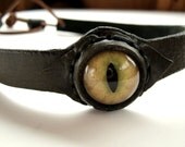 Leather Headband Yellow Dragon Eye Fantasy Headband Medieval Crown Barbarian Headband