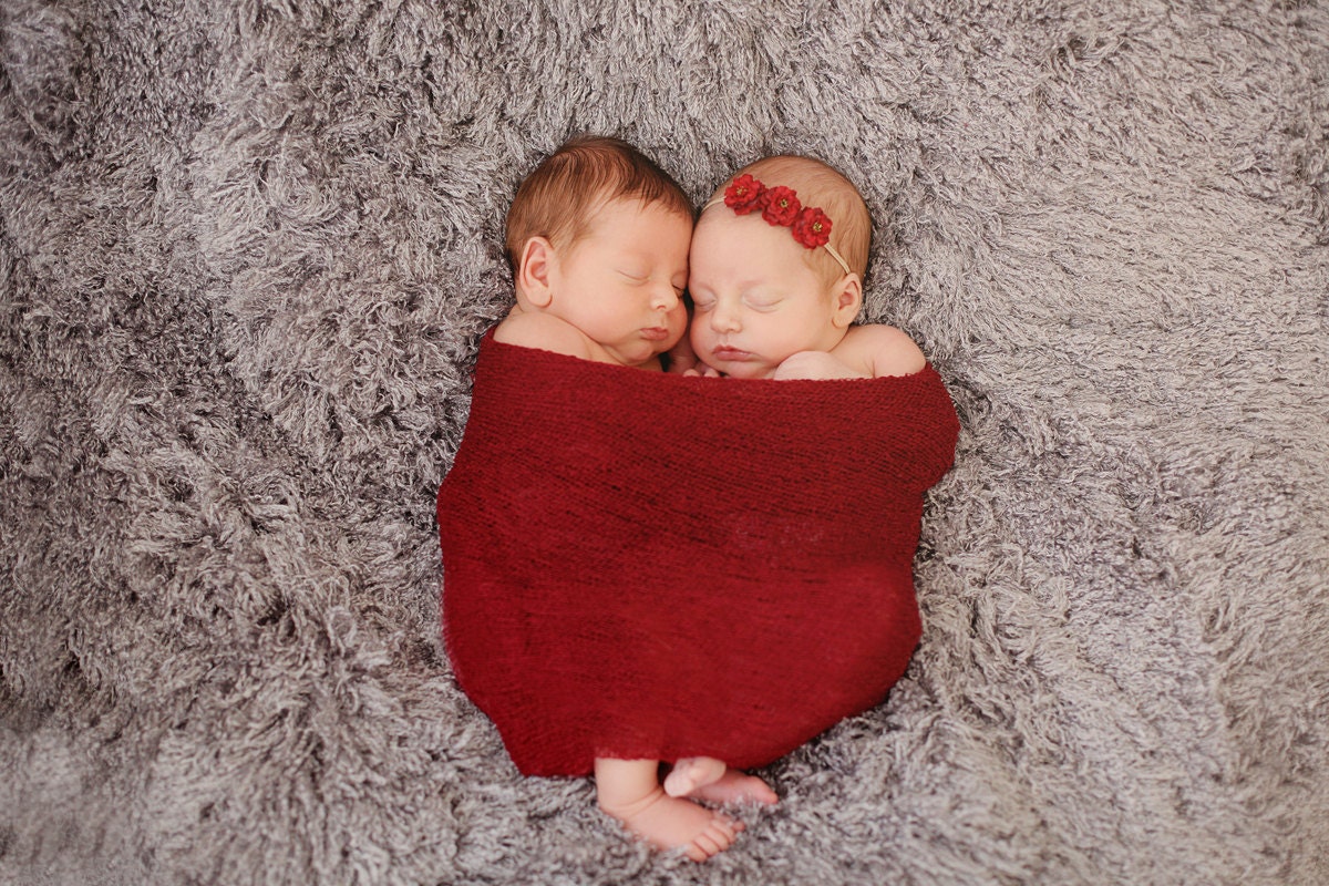 Deep Red Tiny Triple Rose Sweet Newborn Baby Girl Skinny Headband Halo, Photography Prop, ALL SIZES AVAILABLE