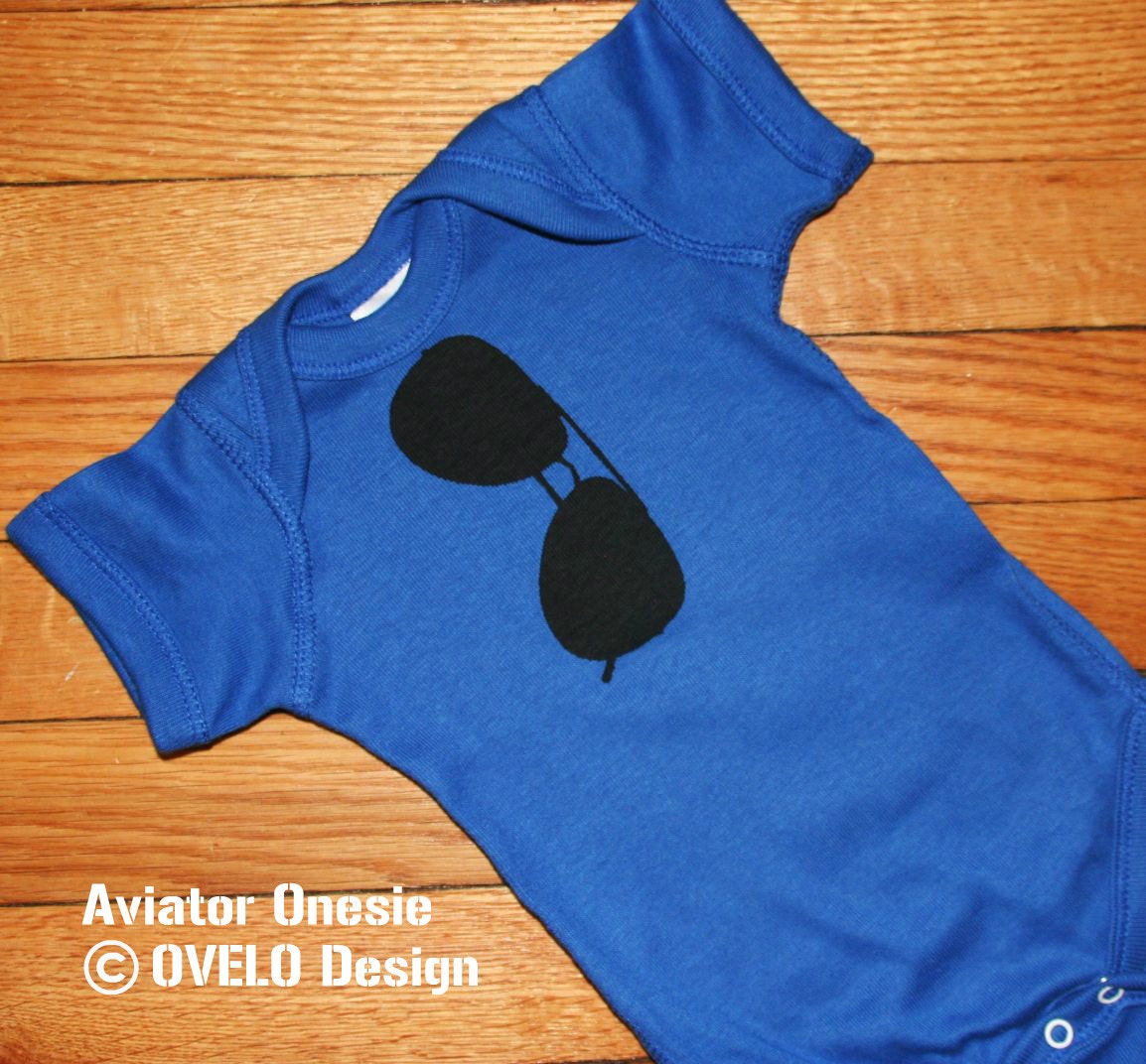 THE ORIGINAL Aviator Sunglasses Onesie in Blue