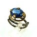 Silver & Brass kyanite Ring size 7 3/4, Adjustable OOAK Statement Ring