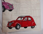 Traditional French Motor Car Design Fabric TOTE BAG - Citroen 2cv - fully lined, made in France