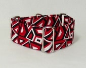 2 Inch Martingale, Greyhound Collar, Red Black and White