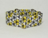 2 Inch Martingale, Greyhound Collar, Yellow Gray and White Circles