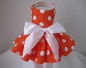 Dog Dress  Teacup Orange  with White Polkadots    By Nina's Couture Closet  "Exclusive Line Tiny Stars "