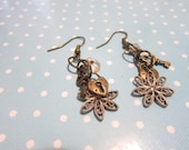 Key to my Heart Brass Tone Earrings Set