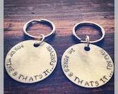 Hand Stamped Silver Avett Brothers Quote From The Ballad of Love and Hate Two Necklaces OR Keychains