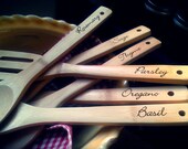 6 Piece Engraved Wooden Spoon Set For Cooking in the Kitchen and Foodies. "Green", renewable Bamboo Kitchen Utensils.