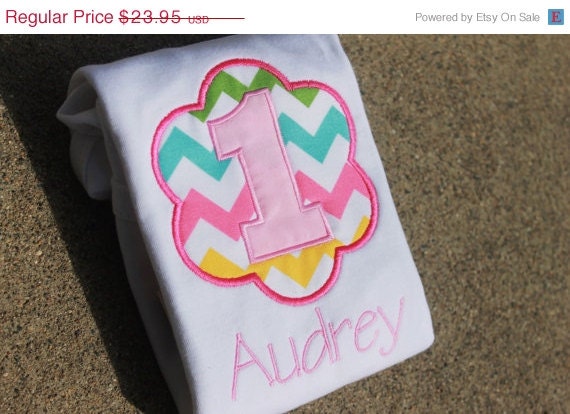 HUGE SA:E- Girl Chevron Personalized Birthday Shirt /Onesie, 1st birthday, 2nd birthday, 3rd birthday, 4th birthday, 5th birthday