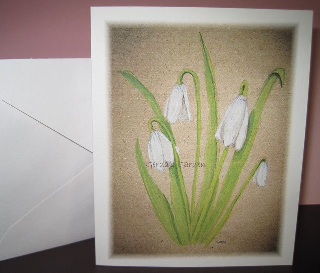 January, birthflower,Snowdrop watercolor card tender shoots tendershoots