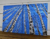 Bare Aspen Tree Winter Painting, Textured Diptych 20x32 by MyImaginationIsYours