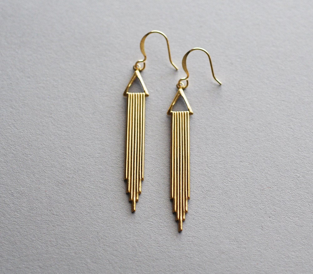 no. 139 - golden brass art deco style charm earrings