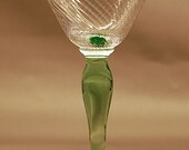 Vintage "TIFFIN" spiral optic wine crystal bowl with green stem set of 4