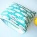 Large Zippered Wet Bag Pouch Makeup Bag - Aqua Blue Hippos