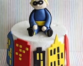 Fondant Superhero and Buildings Perfect for a Superhero Smash Cake or a Birthday Cake