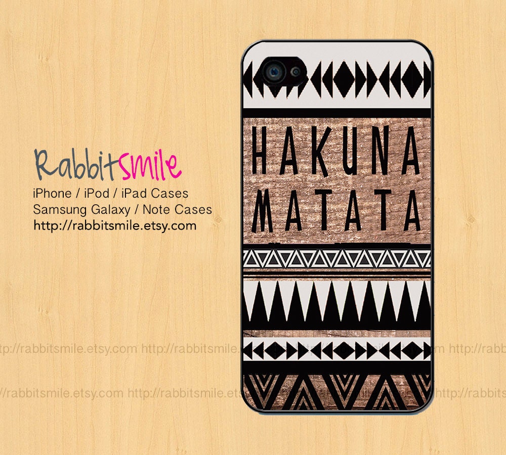 HAKUNA MATATA iPhone 4, 5 Case, Wood Aztec iPhone 5 case iPhone 4 Case, Tribal Geometric Pattern iPhone 4s Cover, Hard Plastic iphone