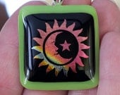 Sun/Moon/Star Dichroic Fused Glass Pendant