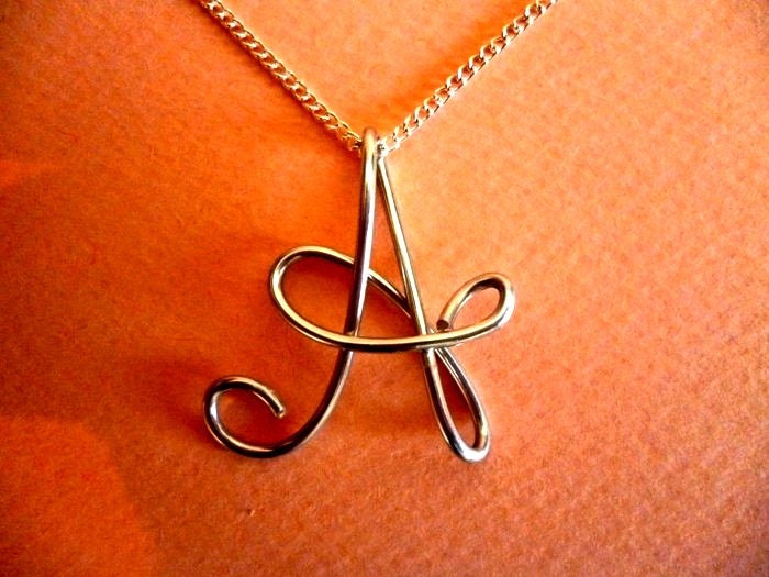 Custom Initials Necklace, Silver Wire Charm, Personalized Wire Name, Pendant Jewelry