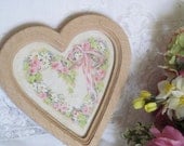 Vintage Homco Heart Floral Signed Framed Print 1987