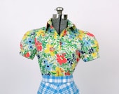 ON SALE Vintage Floral Shirt in Cotton 1970s