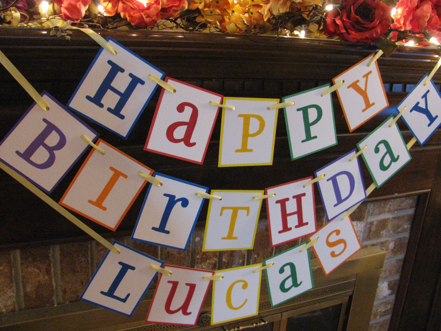 Personalized Colorful Happy Birthday Banner Garland  Choose the Name