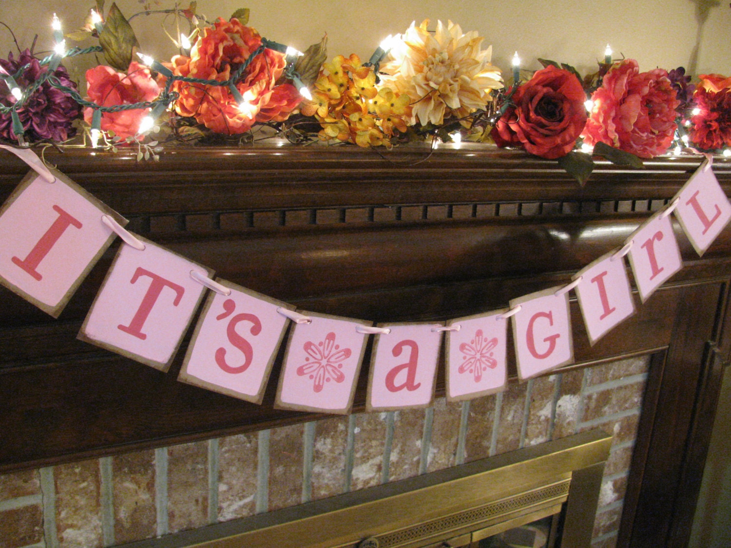 It's A Girl Banner Baby Girl Shower Garland Pink Nursery Decor Sign Bunting Can Custom Colors