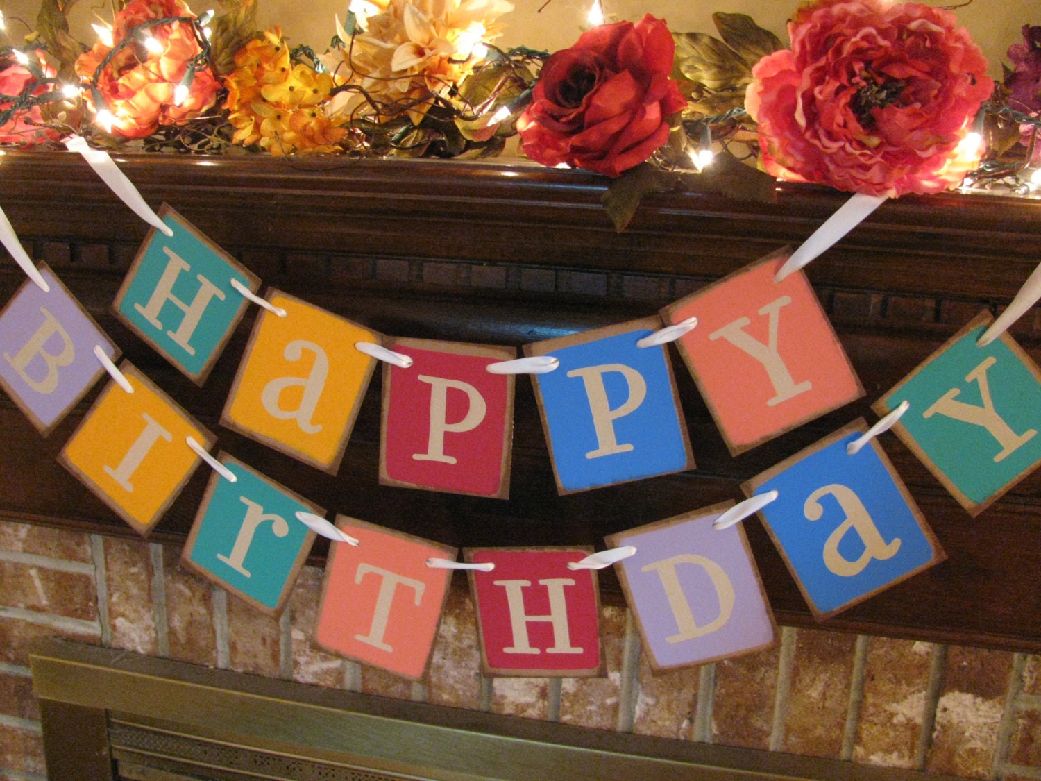 Happy Birthday Banner Bright Bold Colorful Birthday Garland Bunting Decoration Can Personalize with Name
