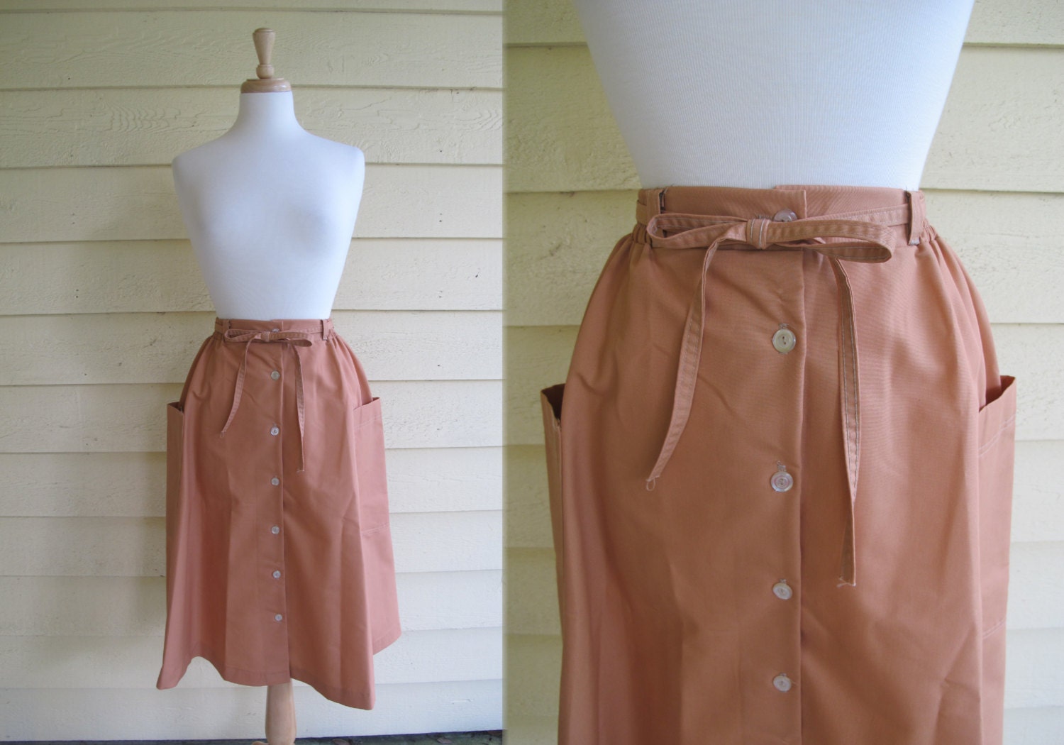 1970s Honey Colored Skirt / 70s Full Skirt