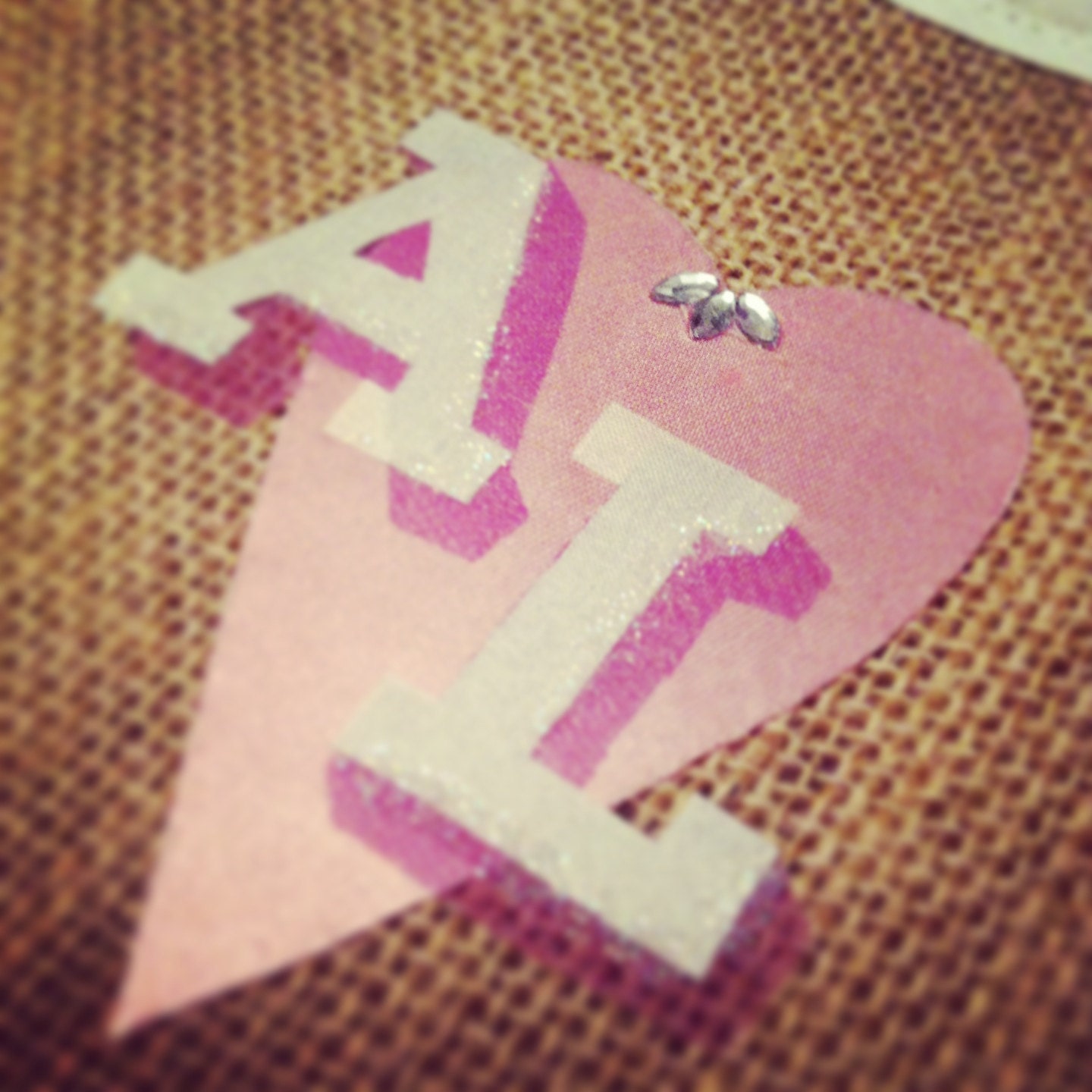 Valentine Intertwined Heart Wedding Bunting on Burlap