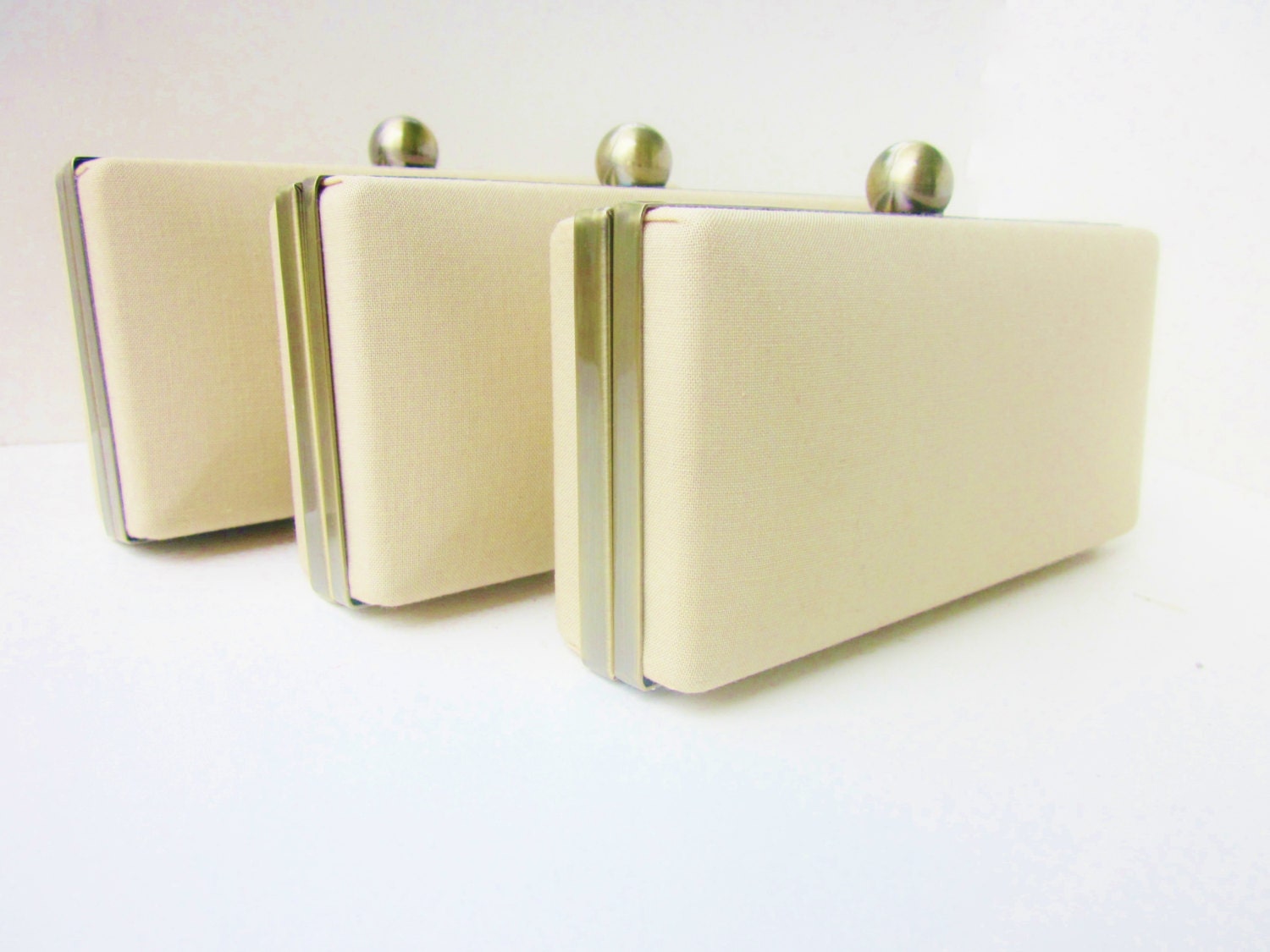 champagne bridesmaid clutch set, champagne and blush wedding clutches, Bridesmaid Set of 3 champagne clutches