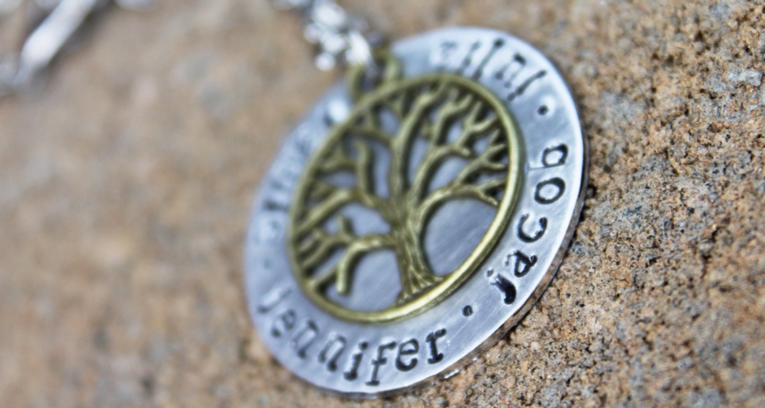 Personalized Jewelry - Hand Stamped Jewelry- Family Tree Necklace- Hand stamped Mama Jewelry- SALE 3.00 off