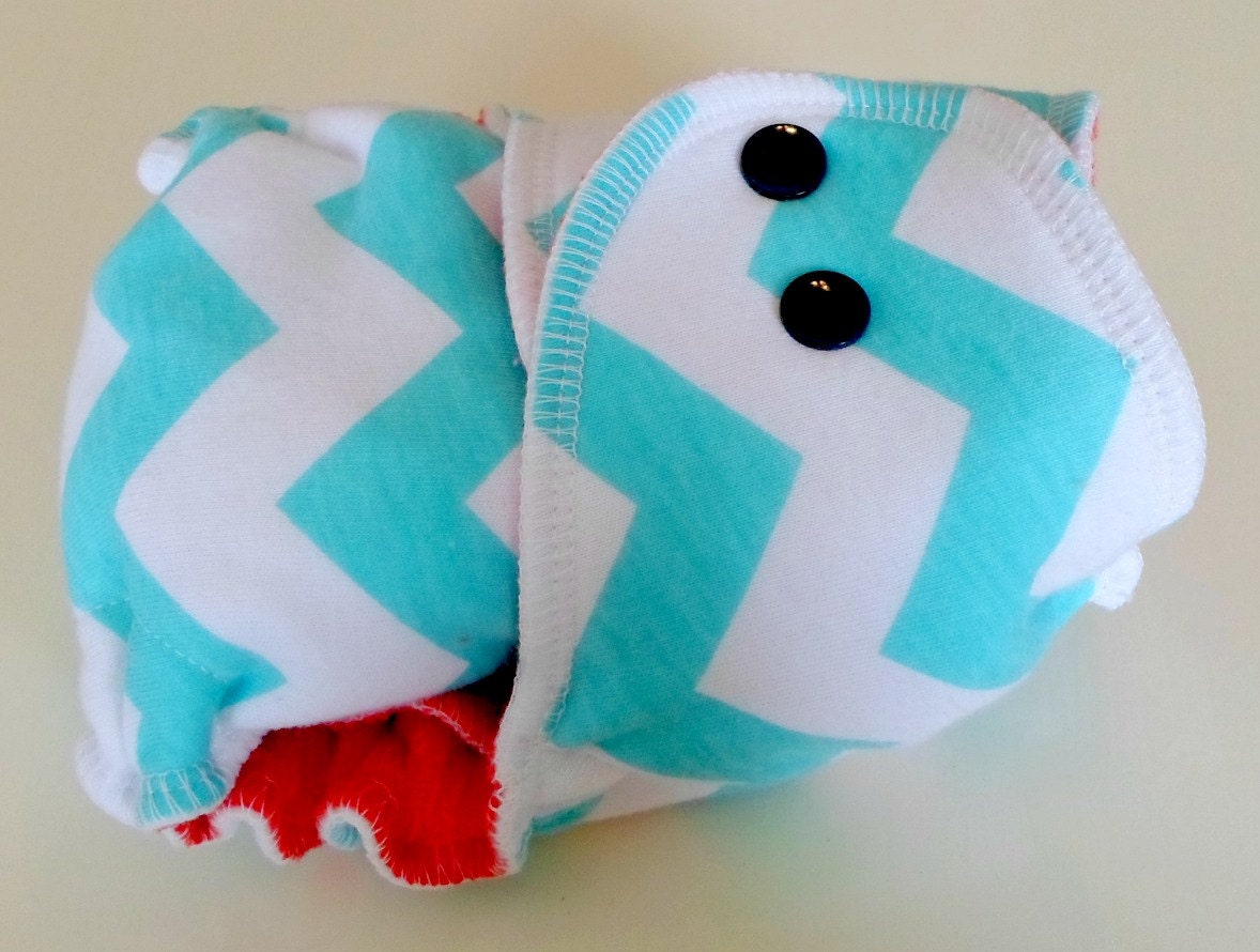 Fitted Diaper in Cheveron Stripe - NB birth-14lbs - serged red orange cv