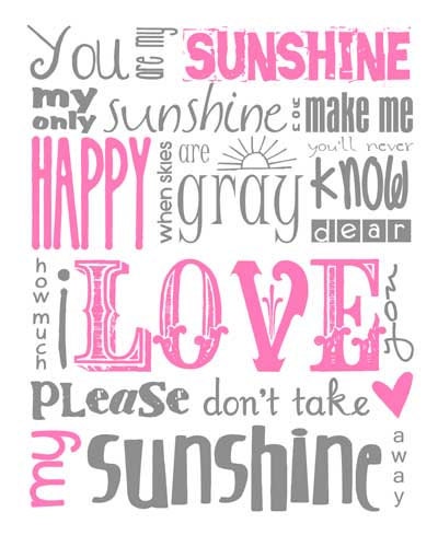 You Are My Sunshine Subway Art Digital PRINTABLE 8x10 JPEG File Multiple Colors Available